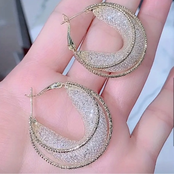 Beautiful Gold/Silver Hoop Earrings - Picture 3 of 5